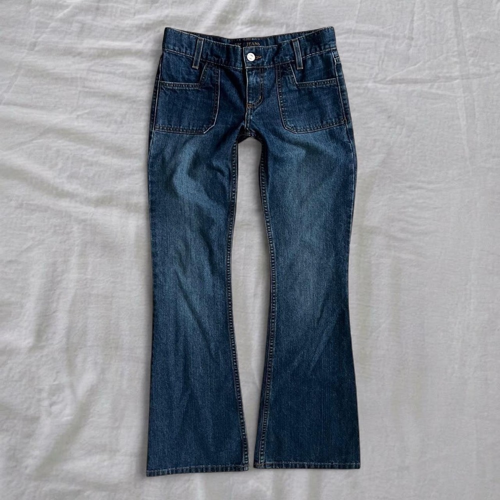 Juicy Couture Vintage Y2K Low Rise Flare Jeans Dark Wash Blue Denim 26 - Picture 2 of 4